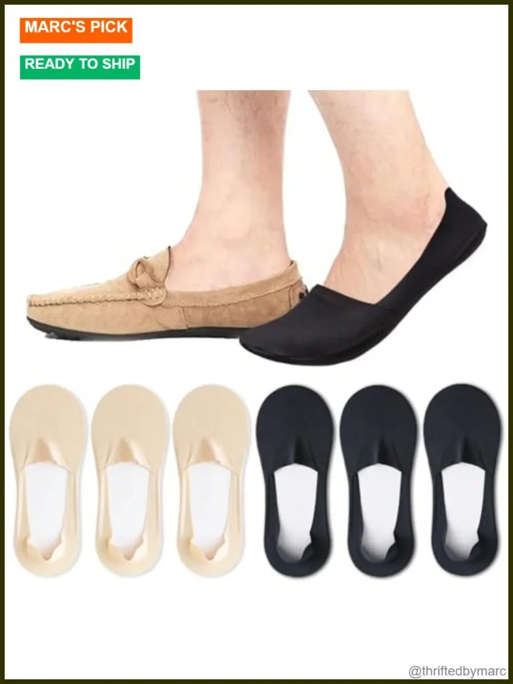 6 Pairs Men's No Show Invisible Low Cut Socks Cotton Blend Loafer Socks